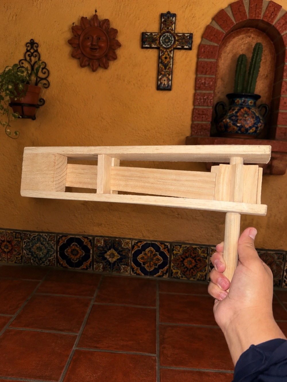 Handcrafted Light Wood Wooden Metraca Noise Maker - 18in long.